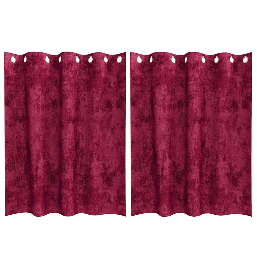Fløyel Gardiner med gardiner 2 pcs Vinrød 140 x 140 cm Fløyel