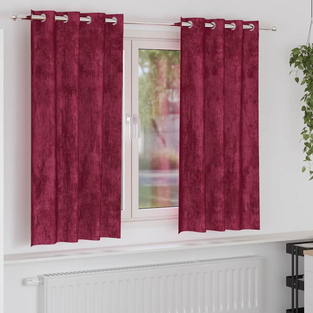 Fløyel Gardiner med gardiner 2 pcs Vinrød 175 x 140 cm Fløyel