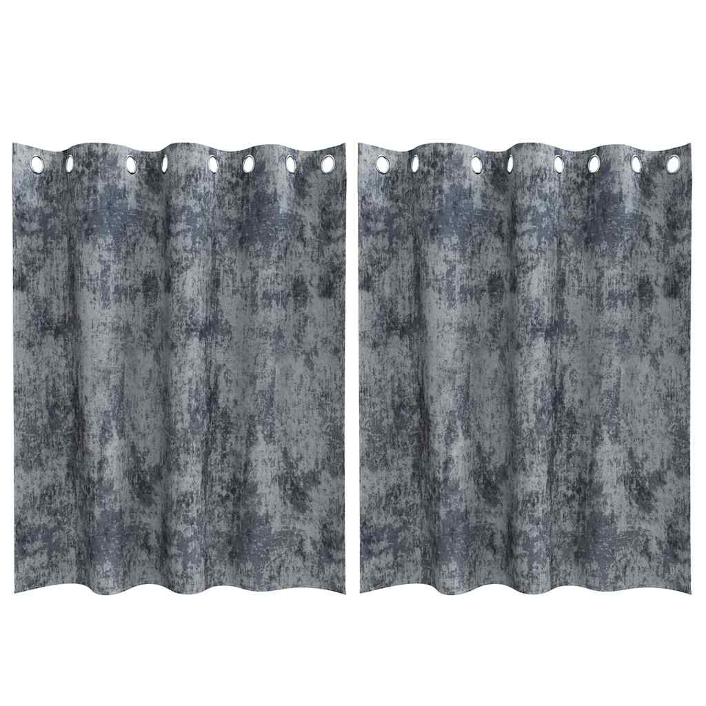 Fløyel Gardiner med gardiner 2 pcs Sølvgrå 140 x 140 cm Fløyel