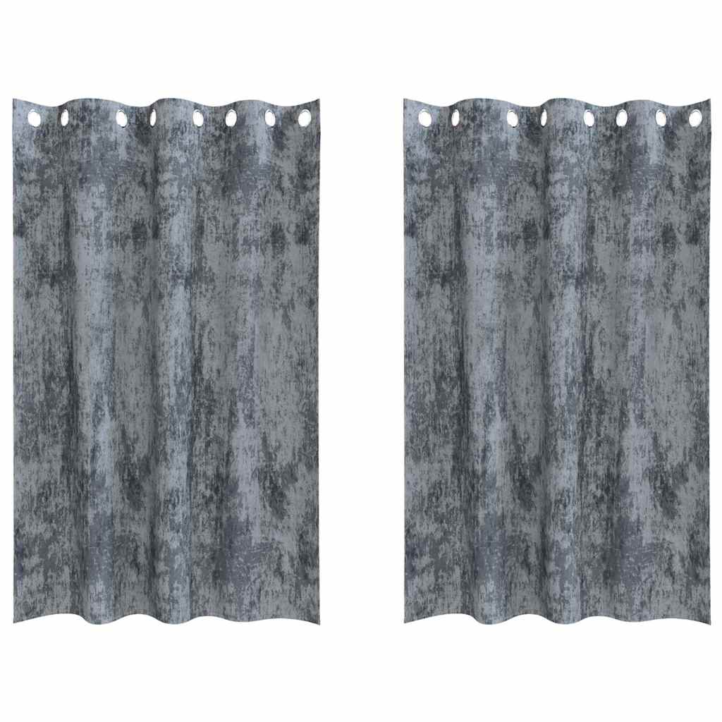 Fløyel Gardiner med gardiner 2 pcs Sølvgrå 175 x 140 cm Fløyel