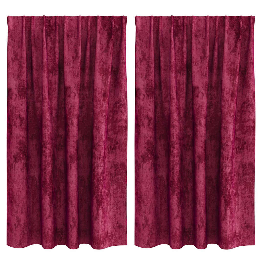 Fløyel Gardiner med gardiner 2 pcs Vinrød 140 x 140 cm Fløyel