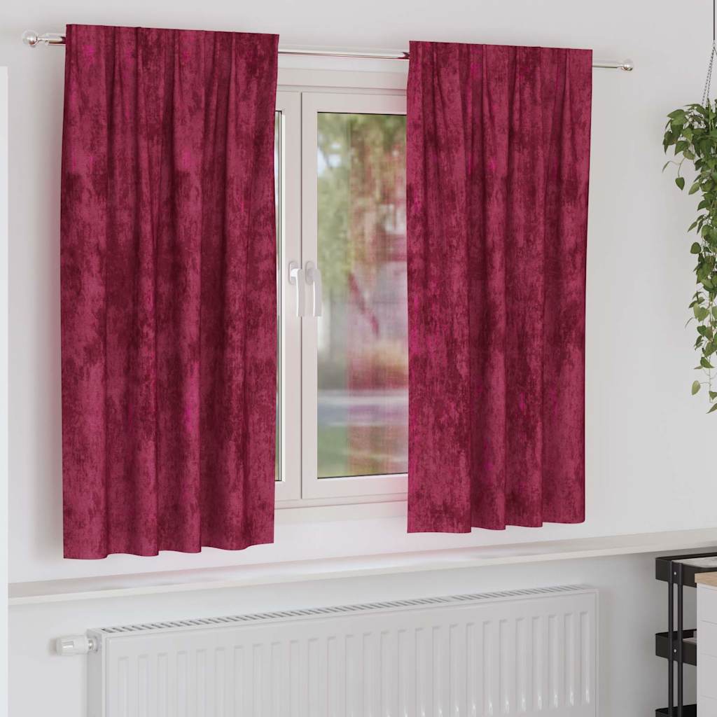 Fløyel Gardiner med gardiner 2 pcs Vinrød 175 x 140 cm Fløyel
