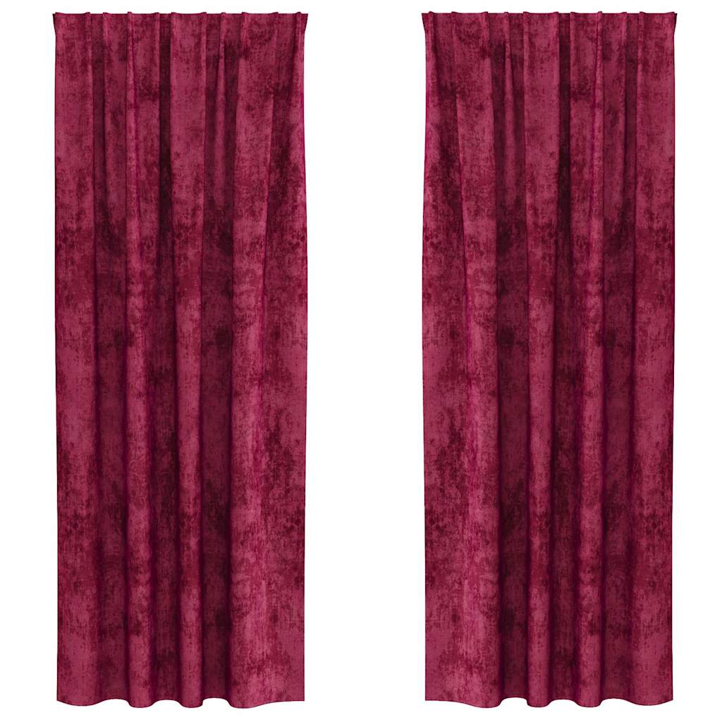 Fløyel Gardiner med gardiner 2 pcs Vinrød 245 x 140 cm Fløyel