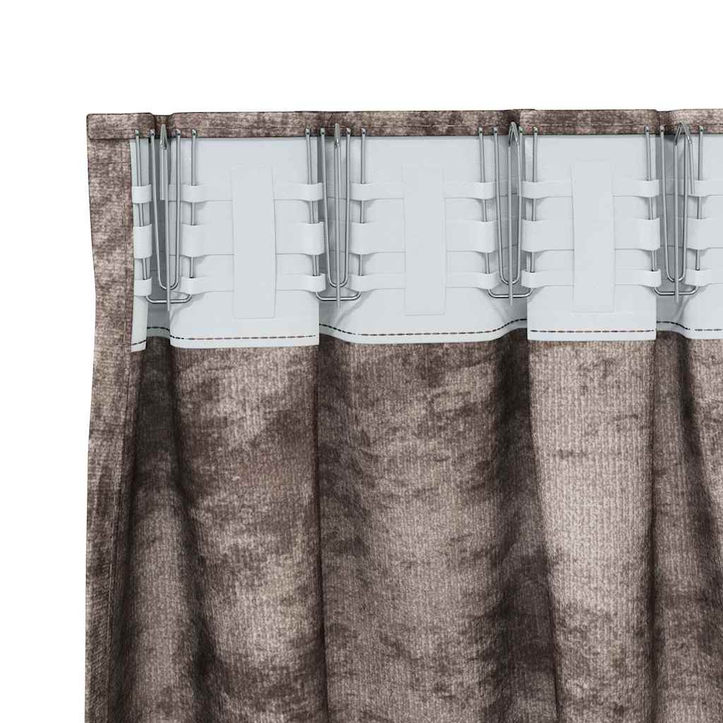 Fløyel Gardiner 2 pcs Cappuccino 260 x 140 cm Fløyel