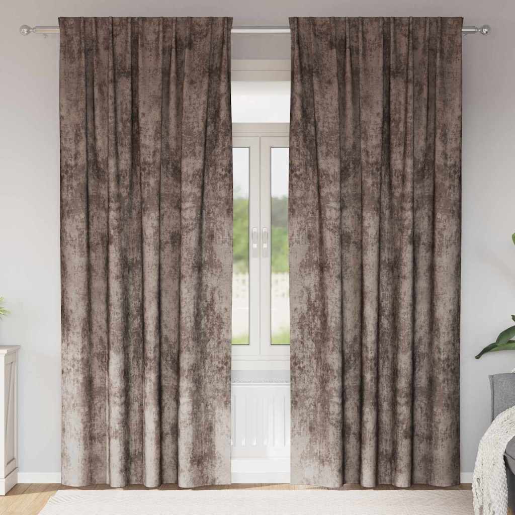 Fløyel Gardiner 2 pcs Cappuccino 260 x 140 cm Fløyel