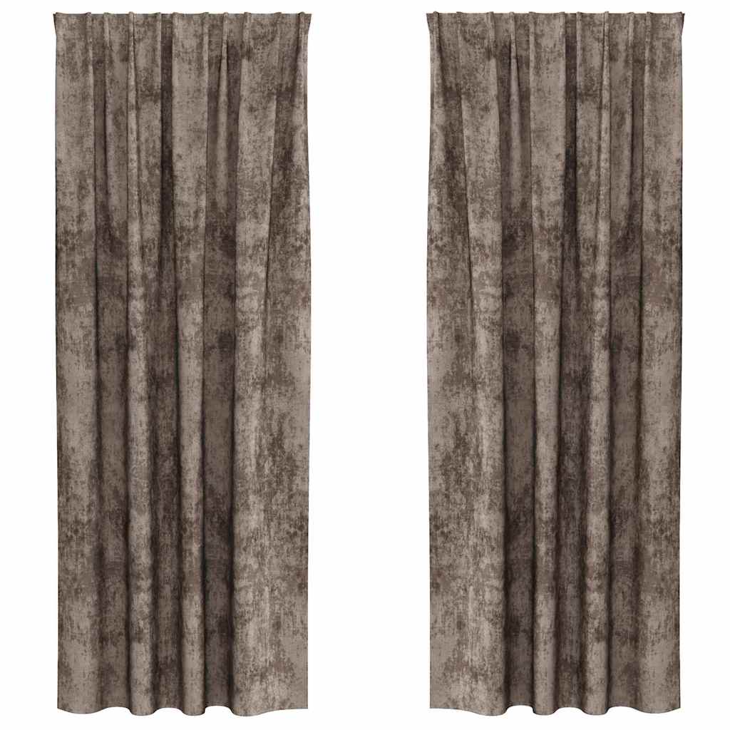 Fløyel Gardiner 2 pcs Cappuccino 260 x 140 cm Fløyel