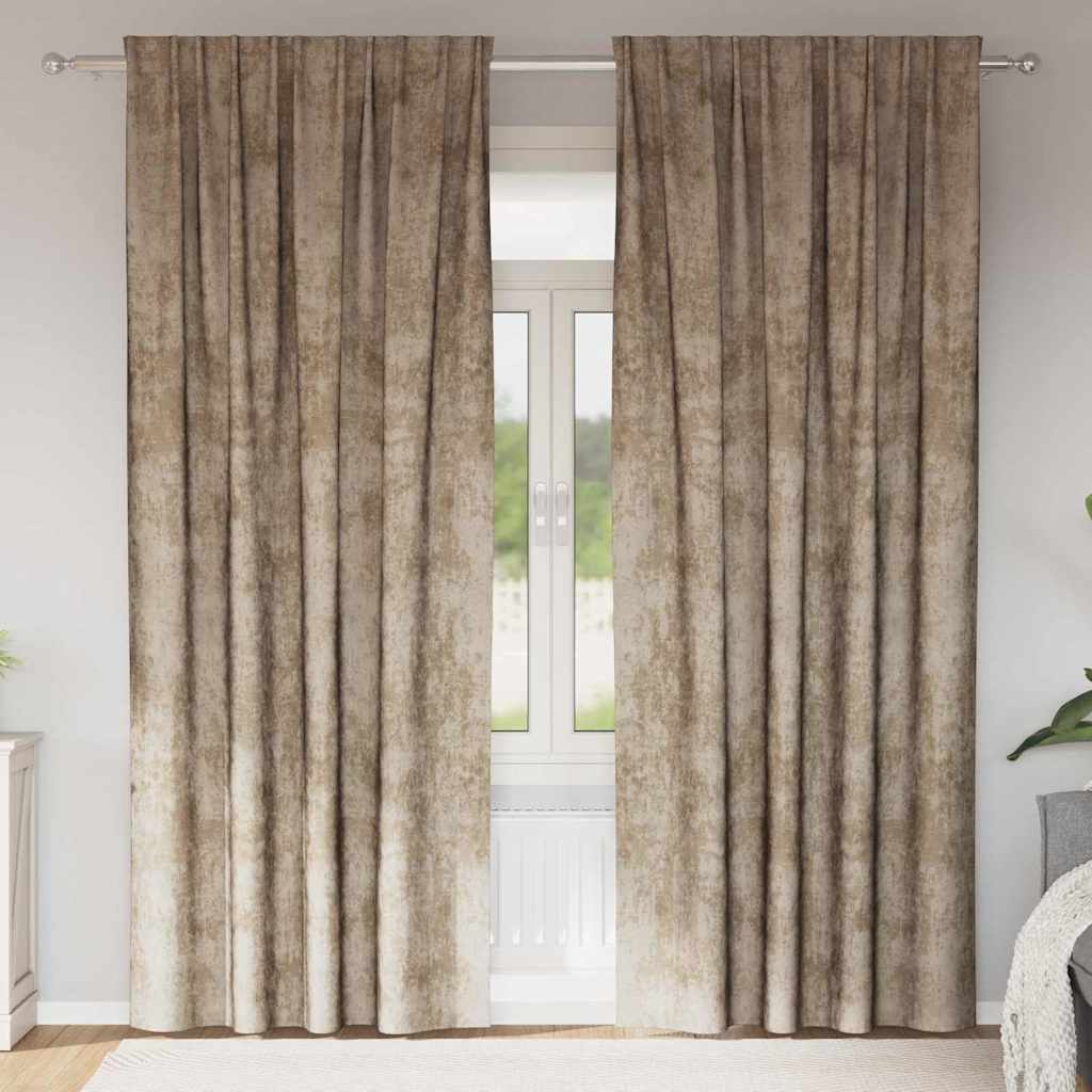 Fløyel Gardiner 2 pcs champagne 260 x 140 cm Fløyel