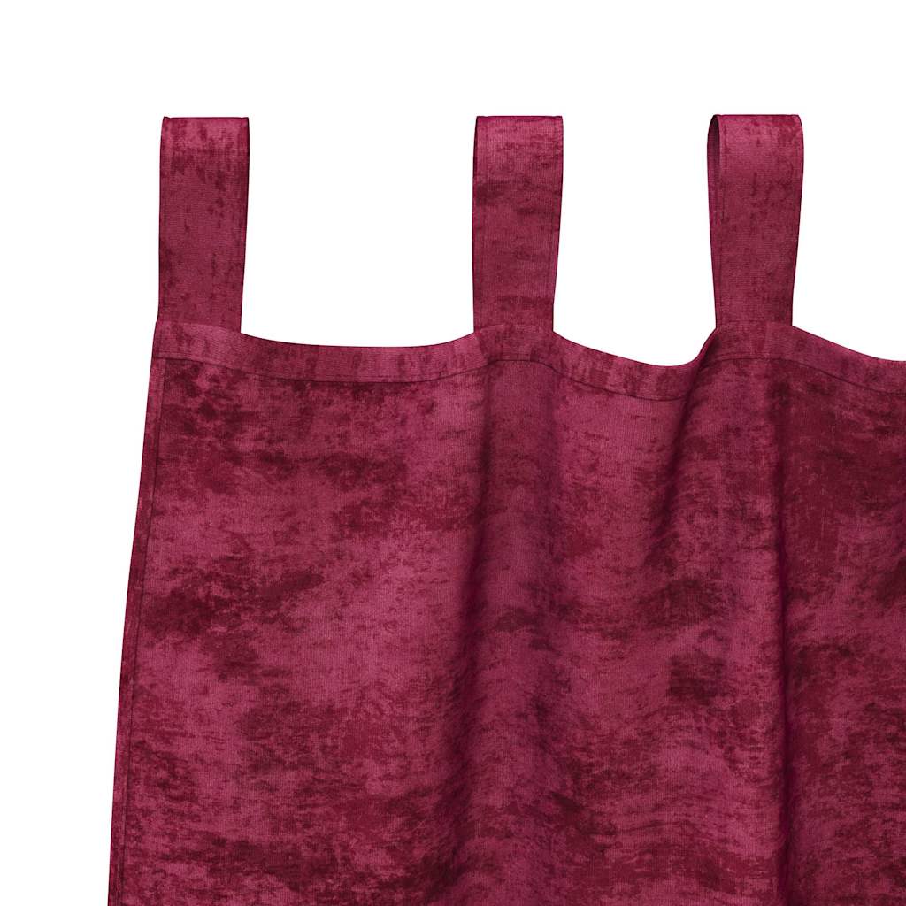 Fløyel Gardiner med gardiner 2 pcs Vinrød 225 x 140 cm Fløyel
