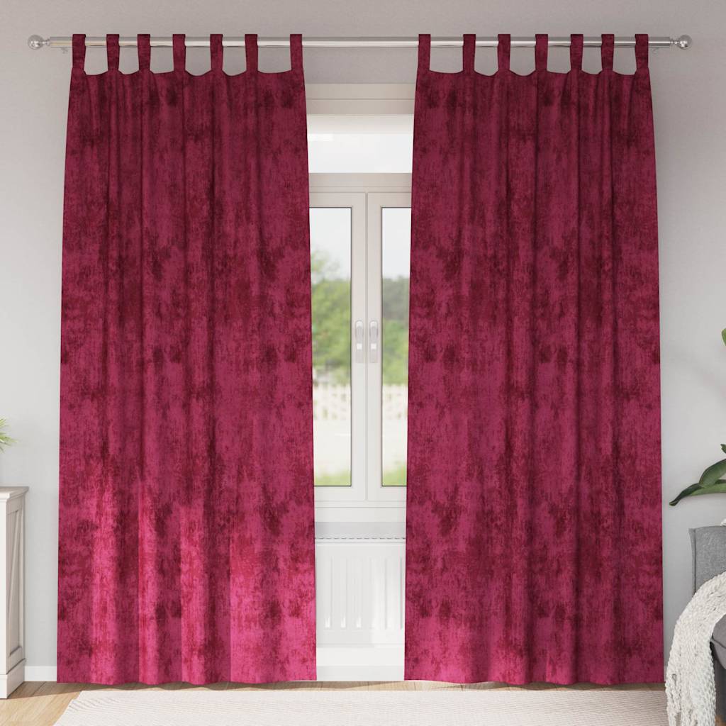 Fløyel Gardiner med gardiner 2 pcs Vinrød 225 x 140 cm Fløyel
