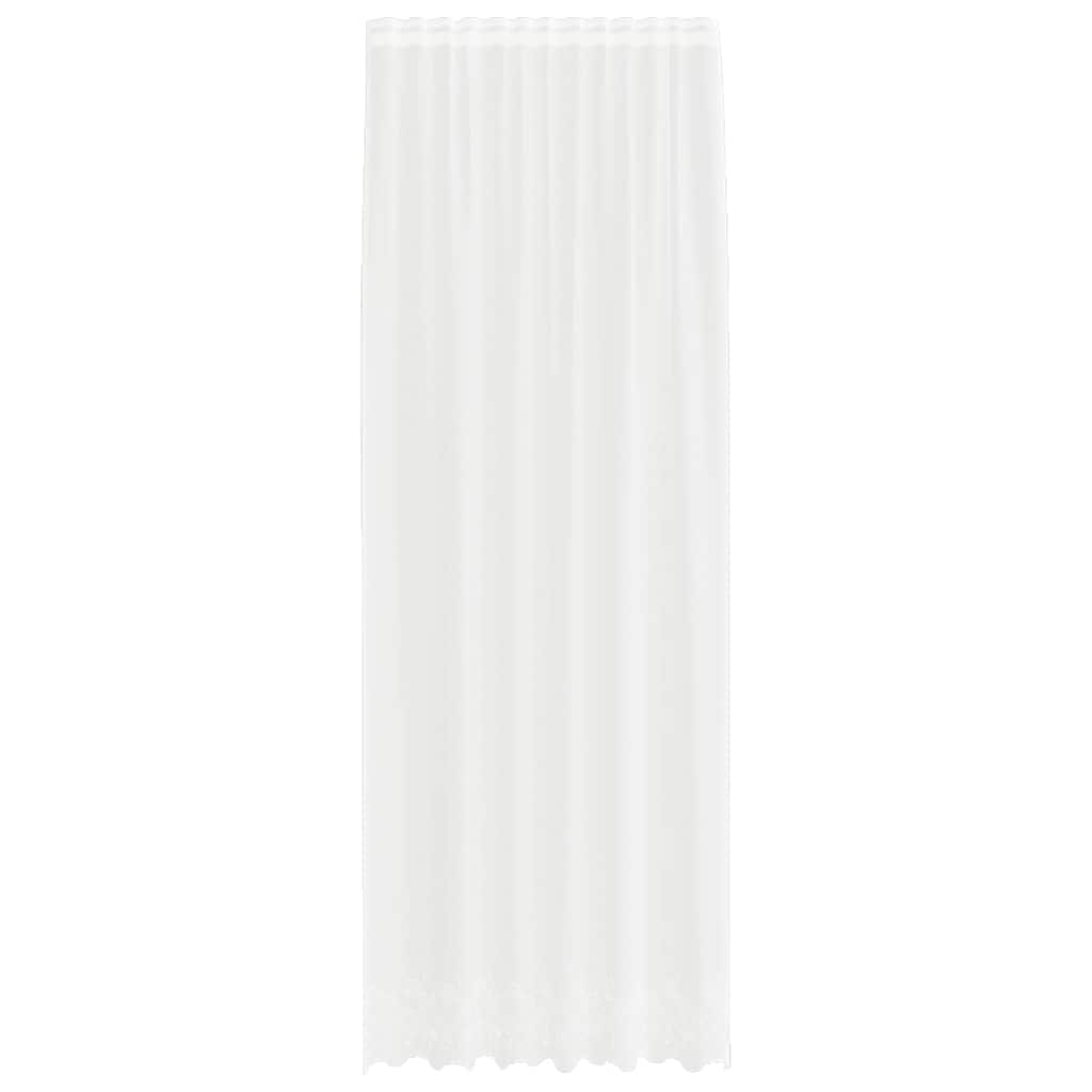 Blondegardin med gardiner Blomster Hvit 260 x 150 cm Polyester