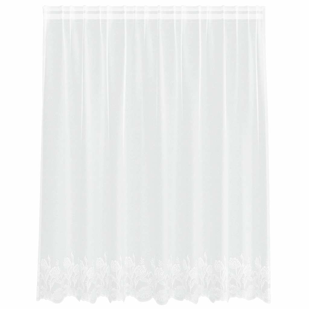 Blondegardin med gardiner Blomster Hvit 160 x 200 cm Polyester