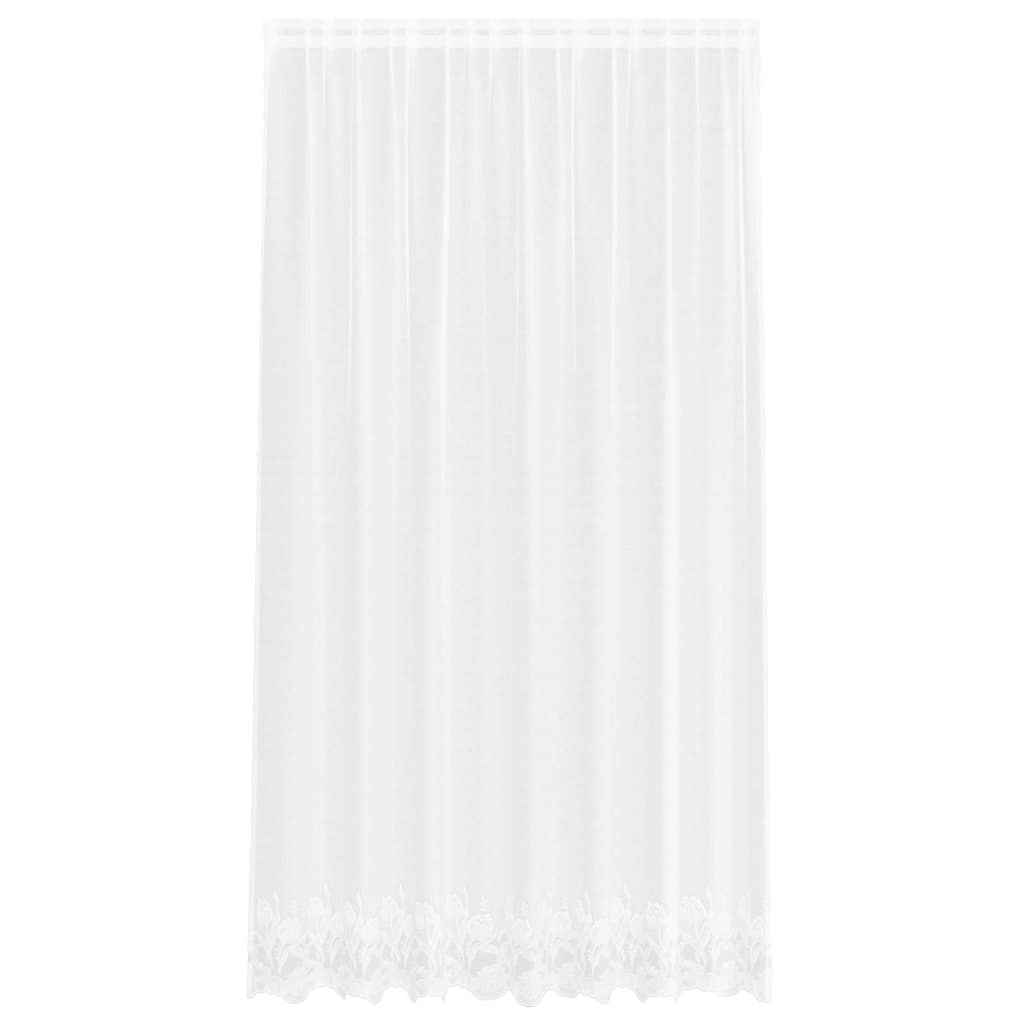 Blondegardin med gardiner Blomster Hvit 245 x 200 cm Polyester