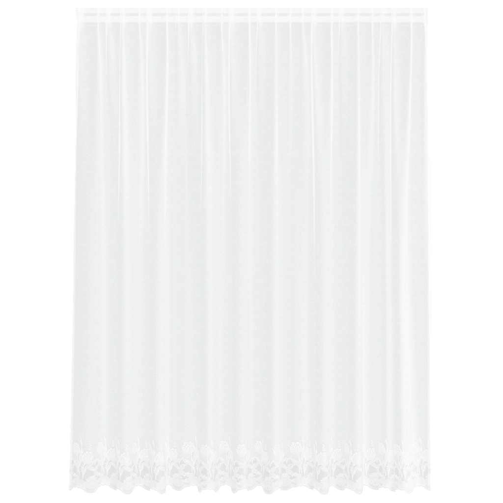 Blondegardin med gardiner Blomster Hvit 200 x 300 cm Polyester