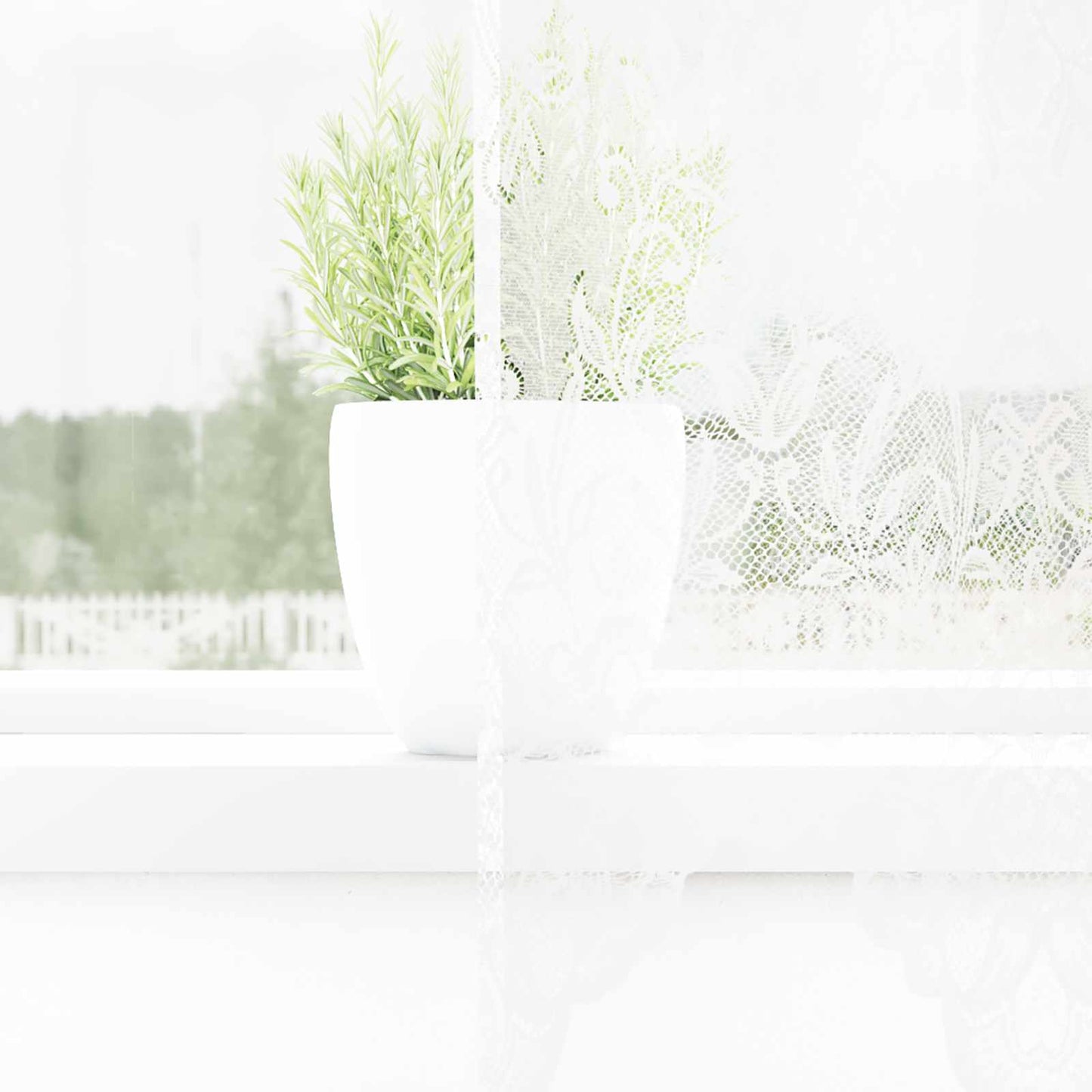 Blondegardin med gardiner Blomster Hvit 220 x 300 cm Polyester