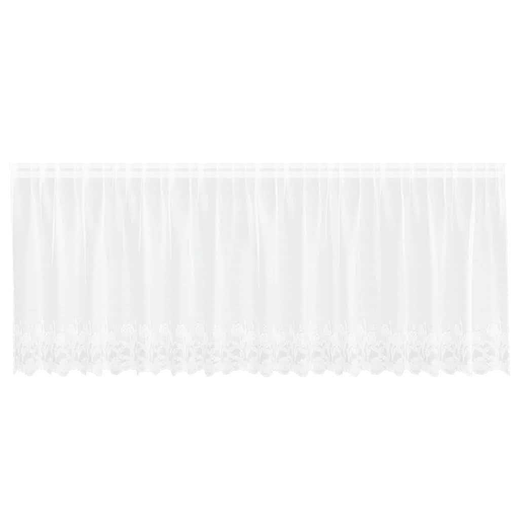 Blondegardin med gardiner Blomster Hvit 120 x 400 cm Polyester