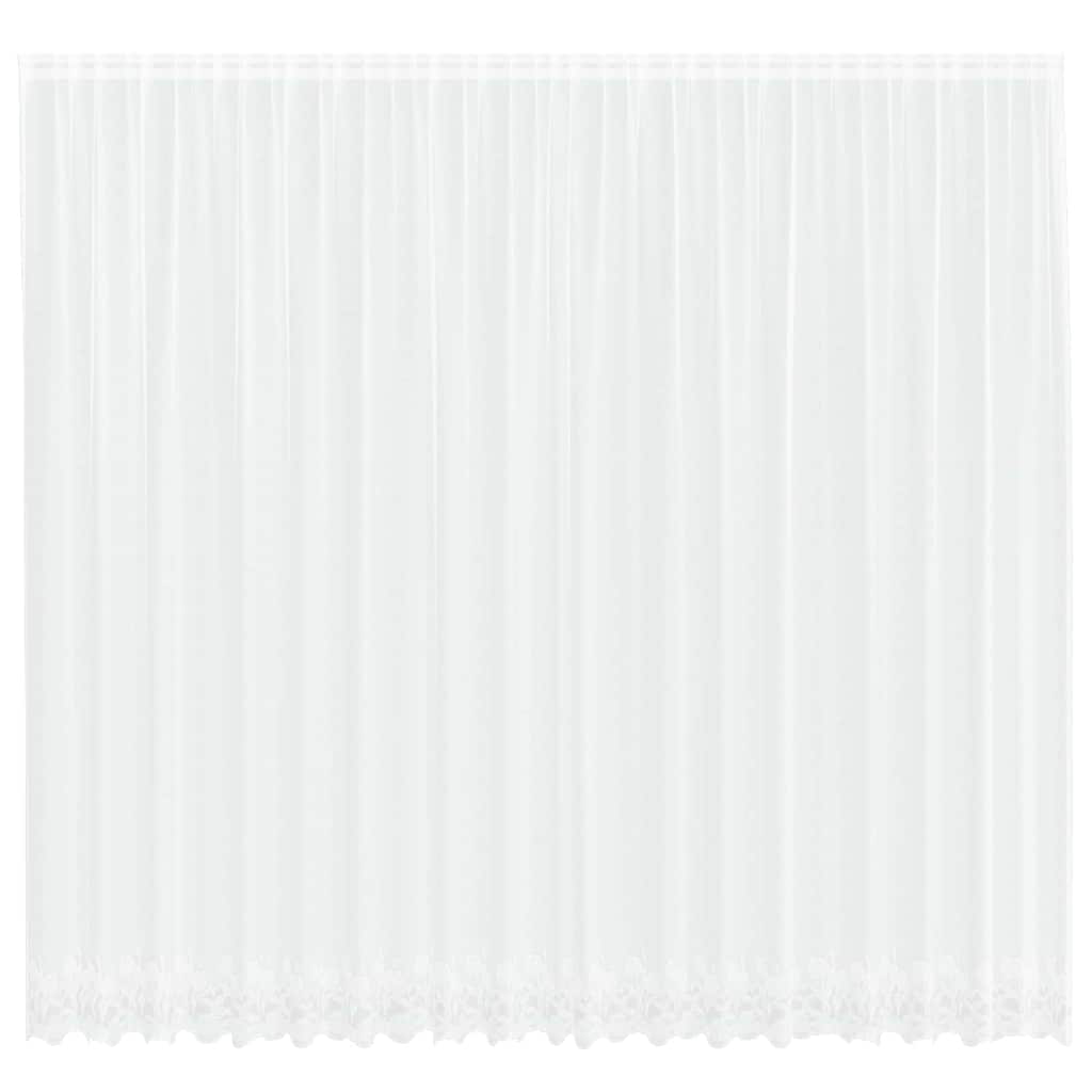 Blondegardin med gardiner Blomster Hvit 300 x 500 cm Polyester
