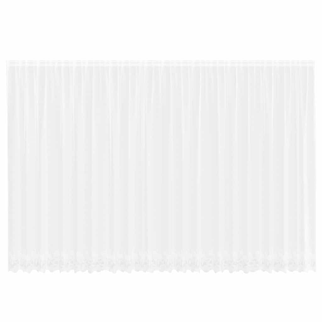 Blondegardin med gardiner Blomster Hvit 200 x 600 cm Polyester