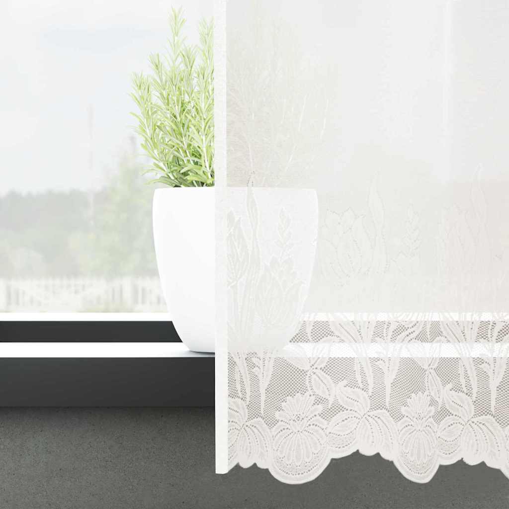 Blondegardin med gardiner Blomster Hvit 80 x 900 cm Polyester