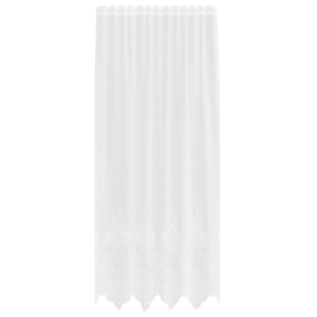 Blondegardin med gardiner Blomster Hvit 200 x 150 cm Polyester