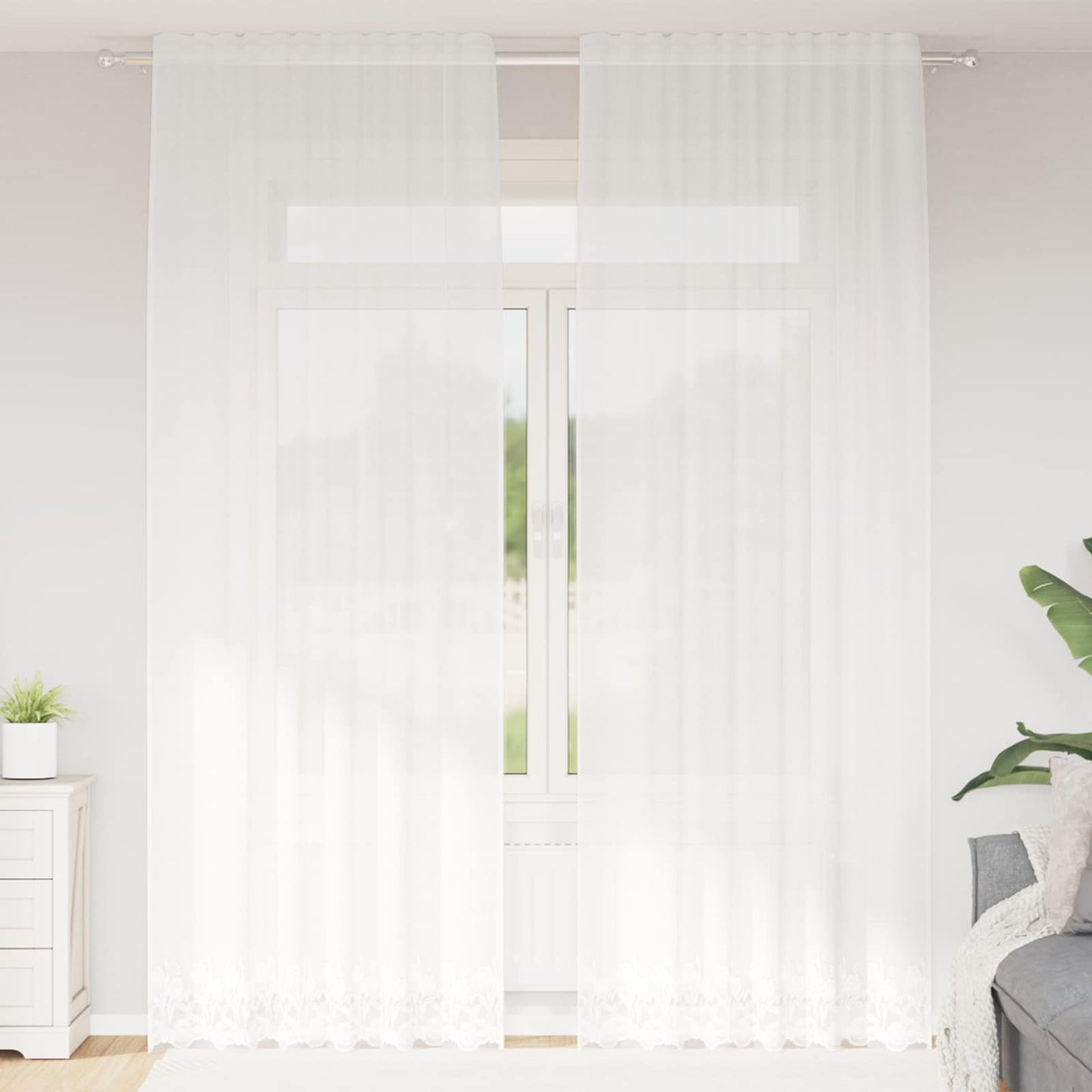 Blondegardin Hvit 280 x 150 cm Polyester