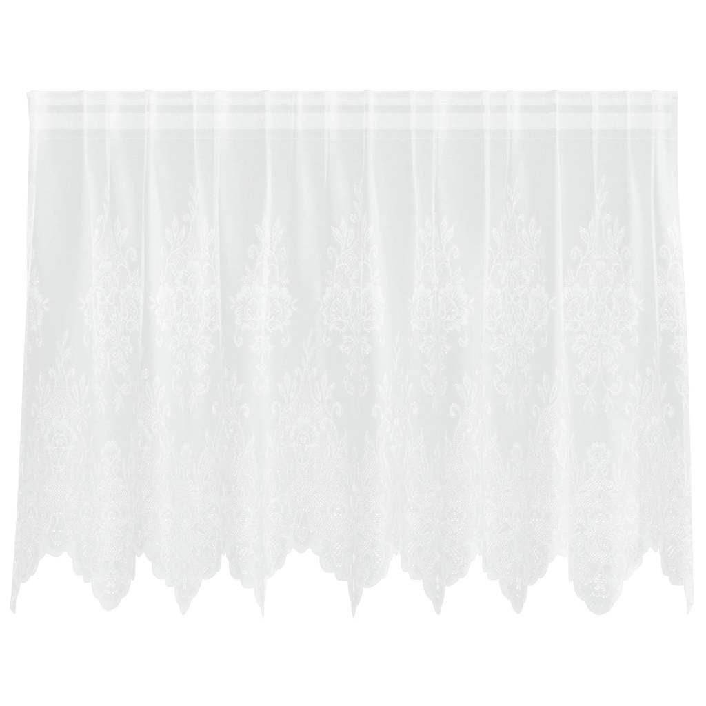 Blondegardin med gardiner Blomster Hvit 100 x 200 cm Polyester