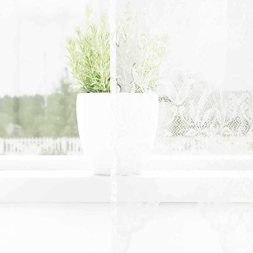 Blondegardin med gardiner Blomster Hvit 80 x 300 cm Polyester