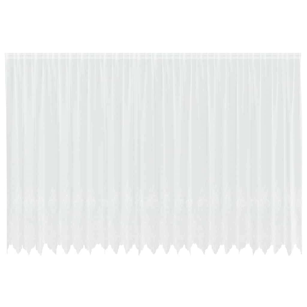Blondegardin med gardiner Blomster Hvit 200 x 600 cm Polyester