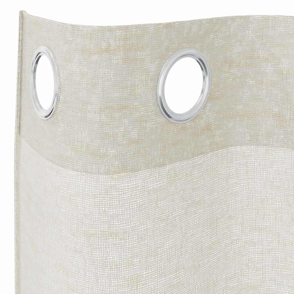 Voile Gardin med gardiner 2 pcs Krem 245 x 140 cm Polyester