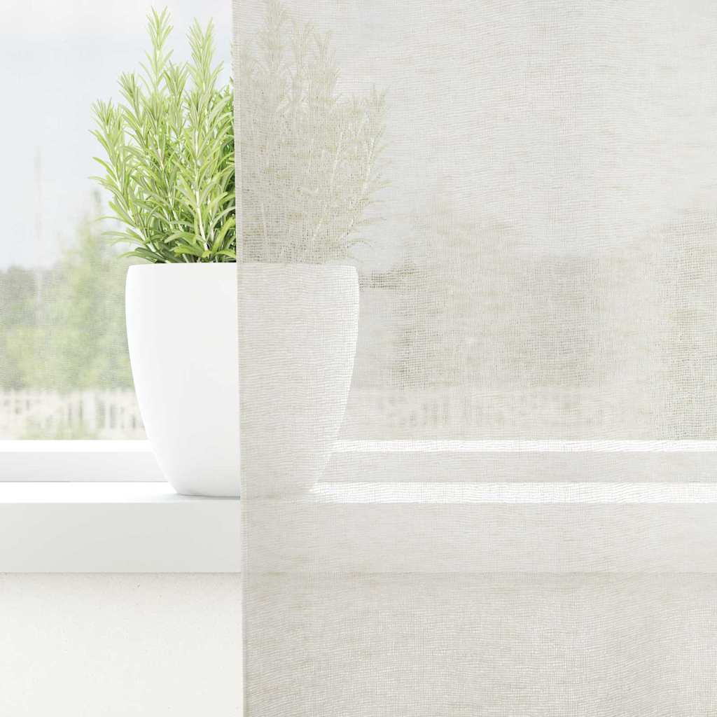 Voile Gardin med gardiner 2 pcs Krem 245 x 140 cm Polyester