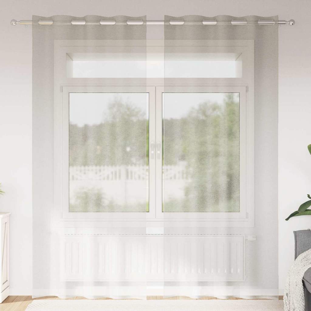 Voile Gardin med gardiner 2 pcs Krem 245 x 140 cm Polyester