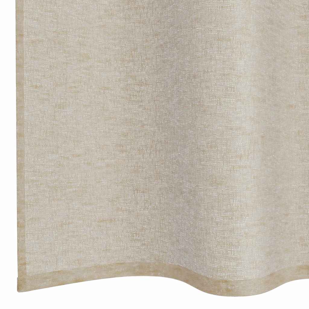 Voile Gardin med gardiner 2 pcs sand 245 x 140 cm Polyester