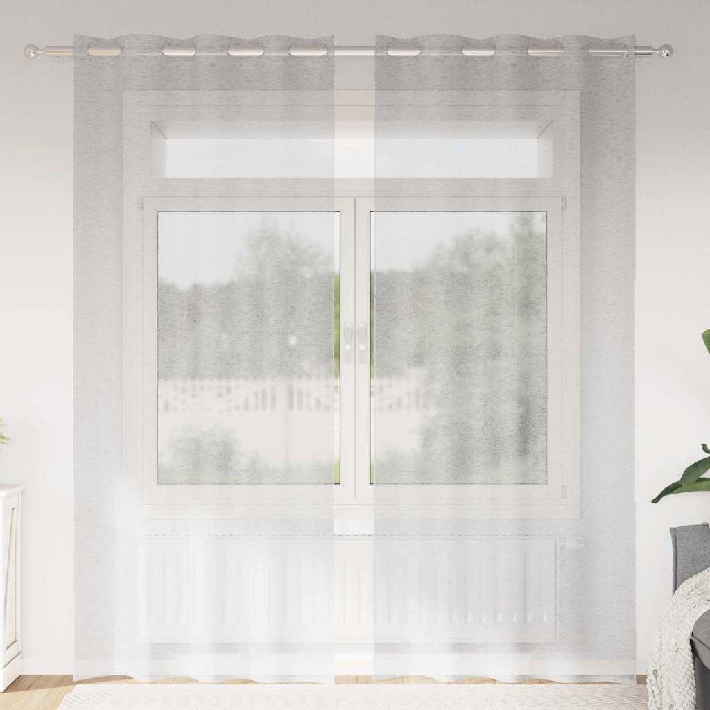 Voile Gardin med gardiner 2 pcs Lysegrå 225 x 140 cm Polyester