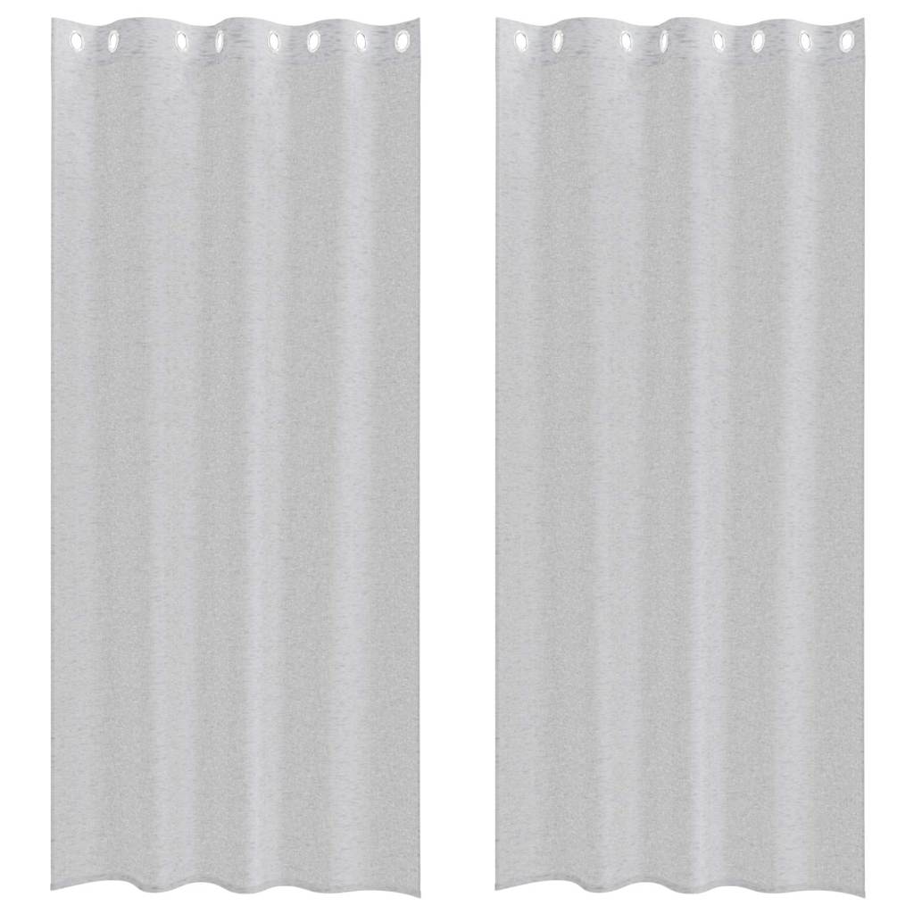 Voile Gardin med gardiner 2 pcs Lysegrå 225 x 140 cm Polyester