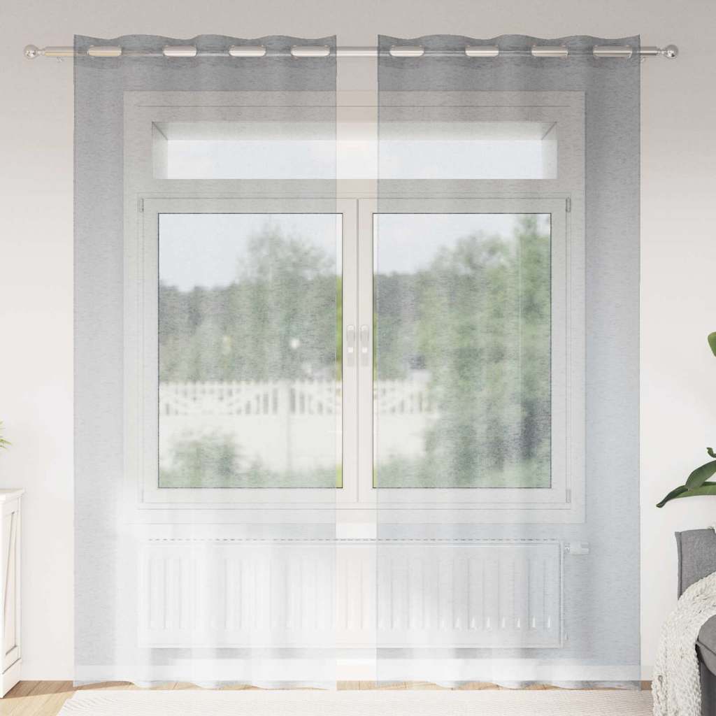 Voile Gardin med gardiner 2 pcs Mørkegrå 245 x 140 cm Polyester