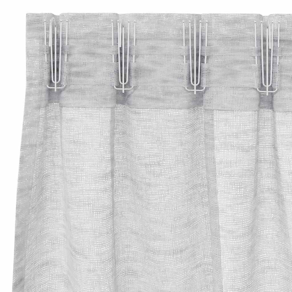 Voile Gardin med gardiner 2 pcs Lysegrå 140 x 140 cm Polyester