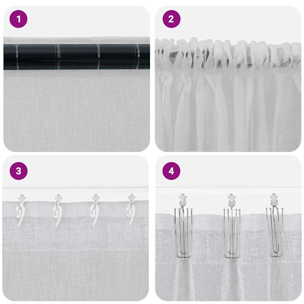 Voile Gardin med gardiner 2 pcs Lysegrå 140 x 140 cm Polyester