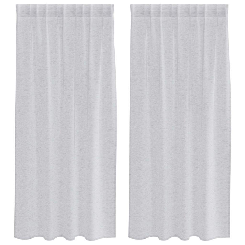 Voile Gardin med gardiner 2 pcs Lysegrå 175 x 140 cm Polyester