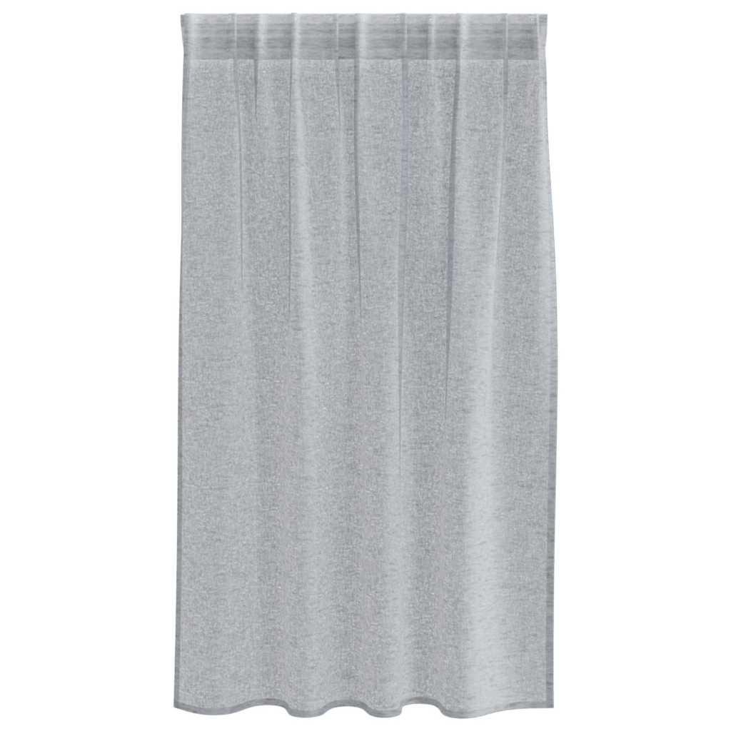 Voile Gardin med gardiner 2 pcs Mørkegrå 140 x 140 cm Polyester