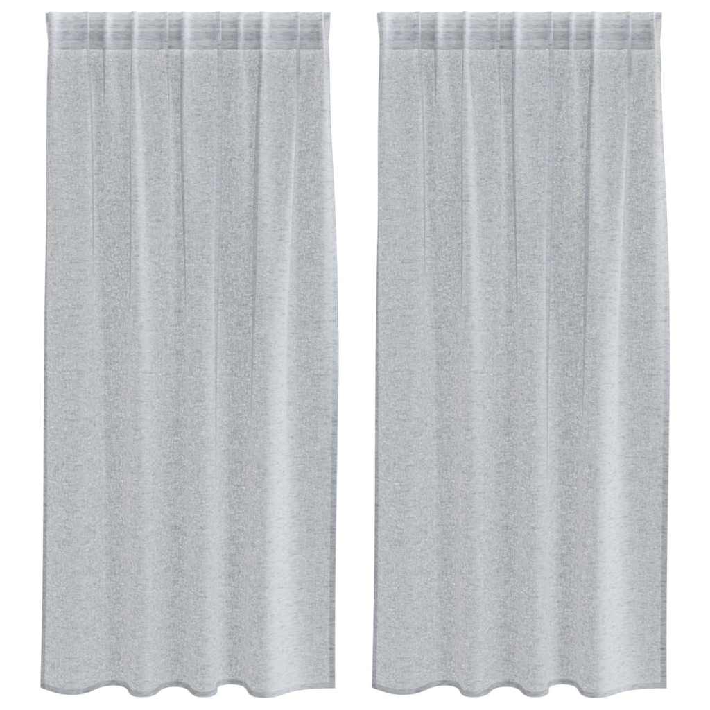 Voile Gardin med gardiner 2 pcs Mørkegrå 175 x 140 cm Polyester