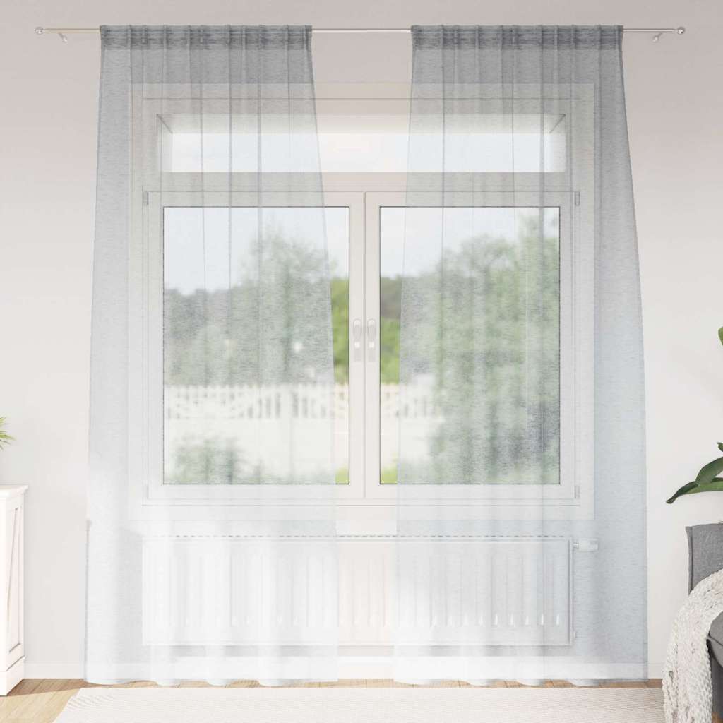 Voile Gardin med gardiner 2 pcs Mørkegrå 260 x 140 cm Polyester