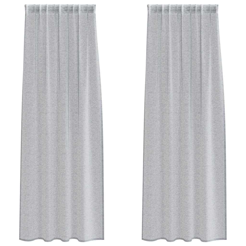 Voile Gardin med gardiner 2 pcs Mørkegrå 260 x 140 cm Polyester