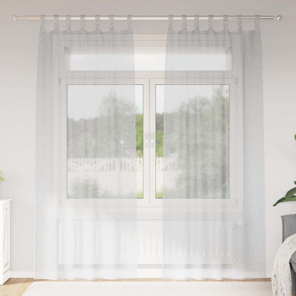 Voile Gardin med gardiner 2 pcs Lysegrå 245 x 140 cm Polyester
