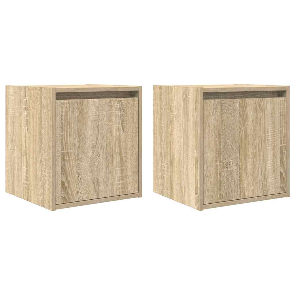 Veggmontert nattbord 2 stk sonoma eik 38x34x40 cm