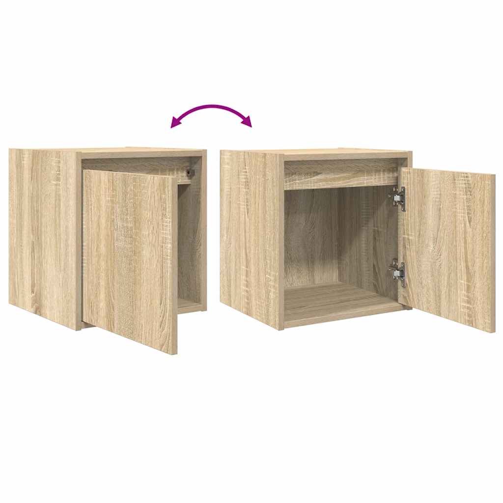 Veggmontert nattbord 2 stk sonoma eik 38x34x40 cm