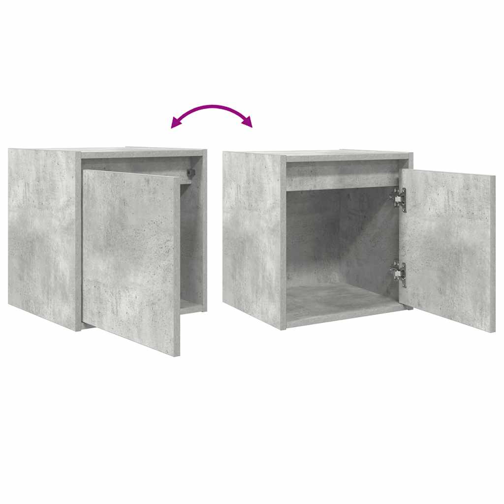Veggmonterte nattbord 2 stk betonggrå 38x34x40 cm