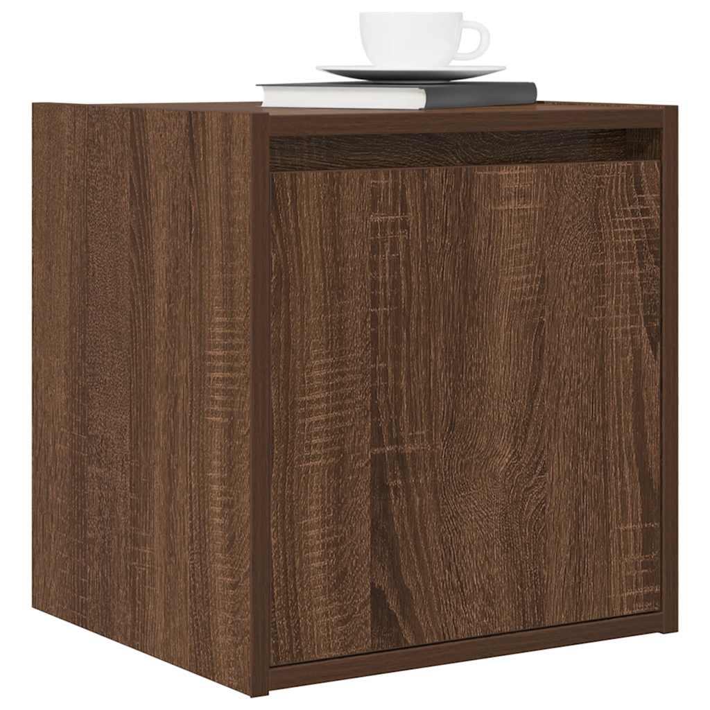 Veggmontert nattbord brun eik 38x34x40 cm
