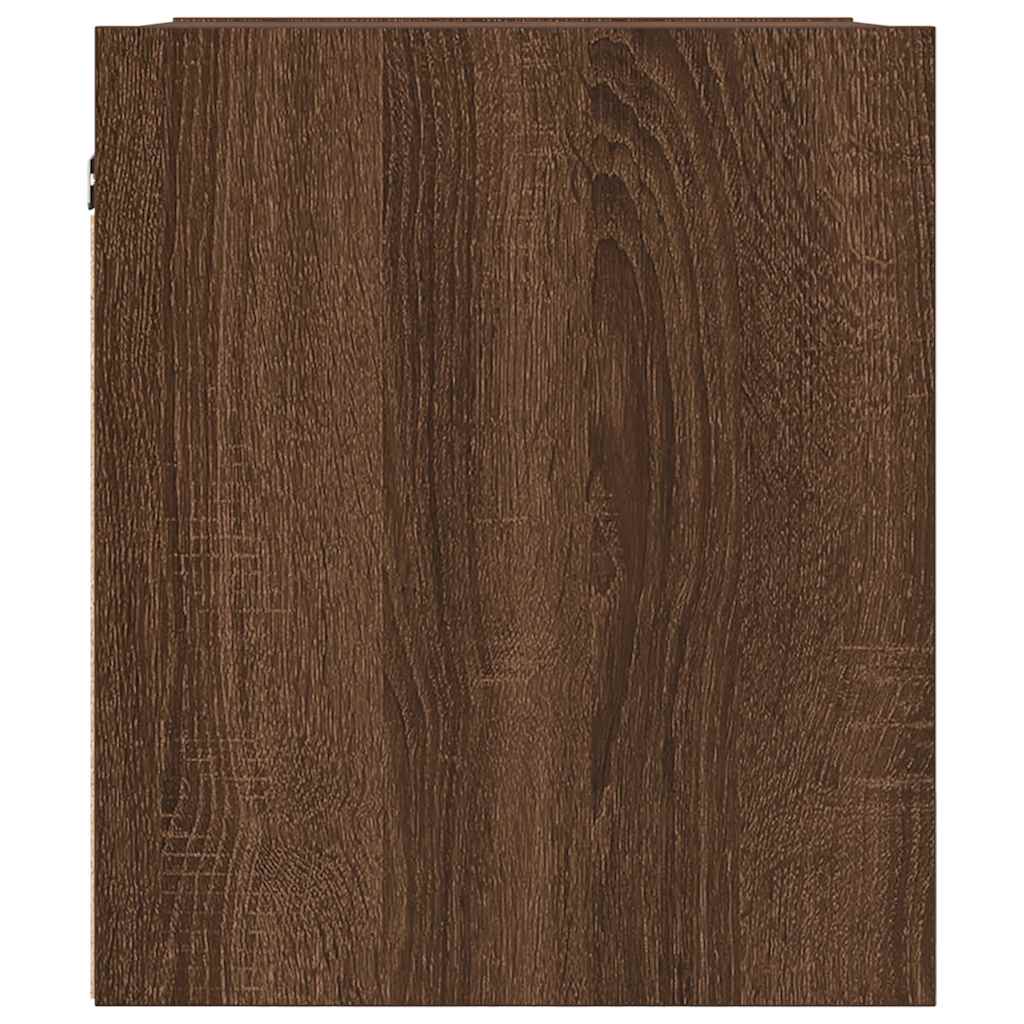 Veggmontert nattbord brun eik 38x34x40 cm