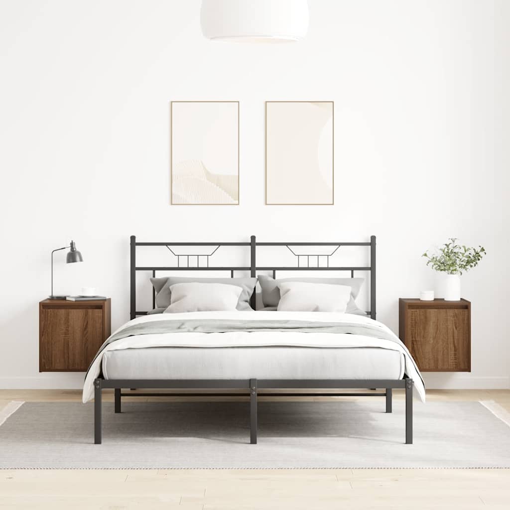 Veggmonterte nattbord 2 stk brun eik 38x34x40 cm