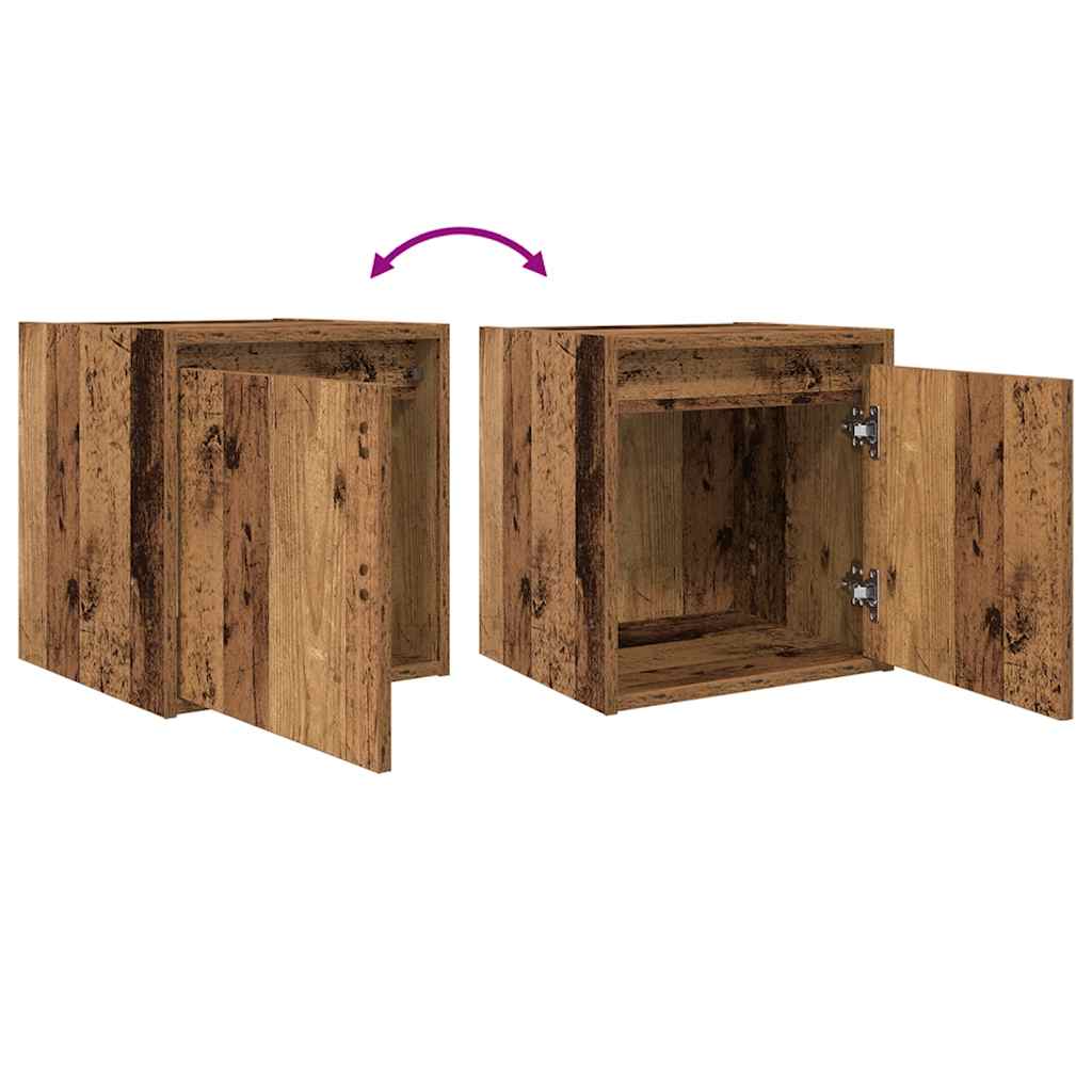 Veggmontert nattbord gammelt tre 38x34x40 cm