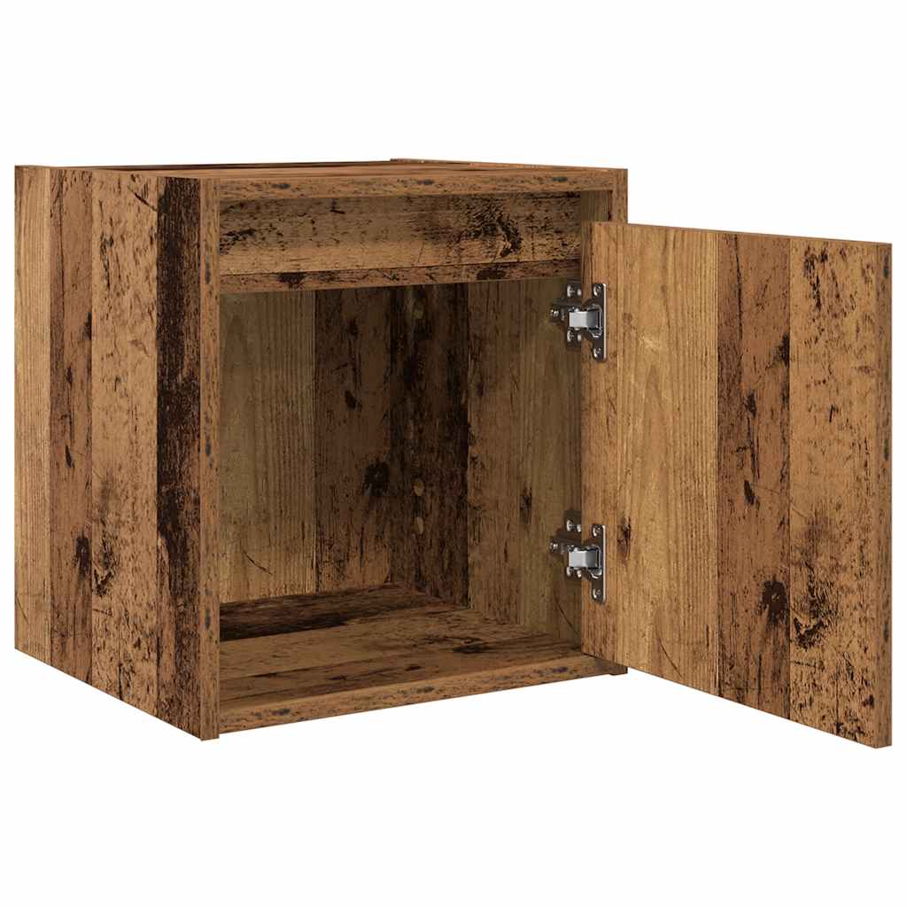 Veggmonterte nattbord 2 stk gammelt tre 38x34x40 cm